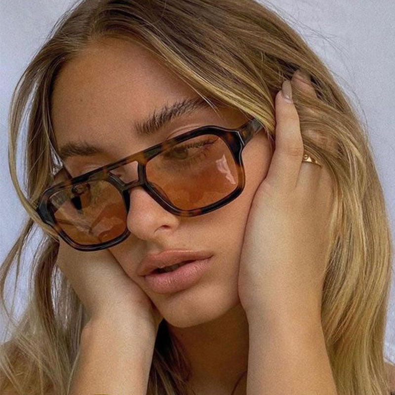 Retro Yellow Lens Aviator Sunglasses for Women