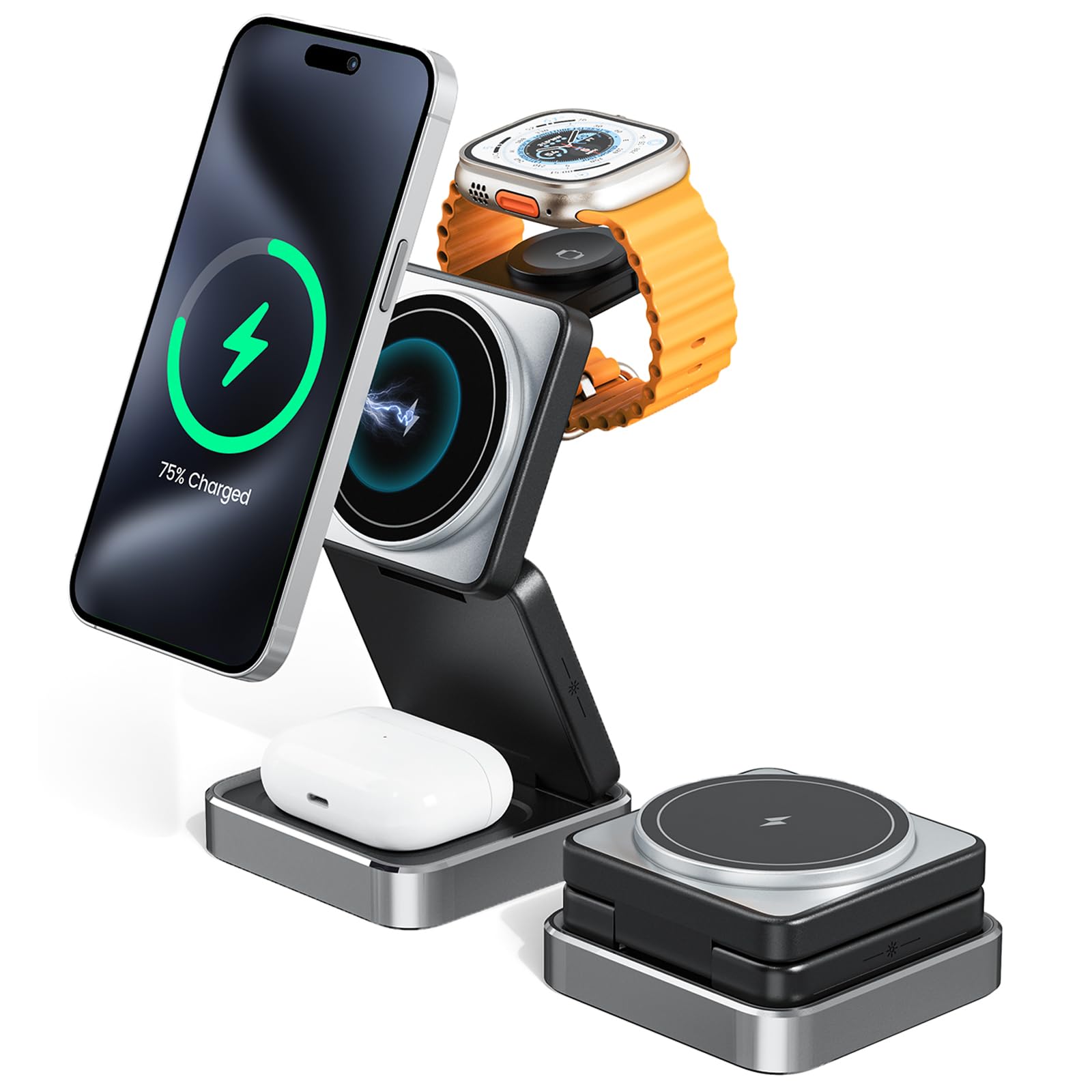 3-in-1 Magnetic Wireless Charger Stand for iPhone and Apple Accessories