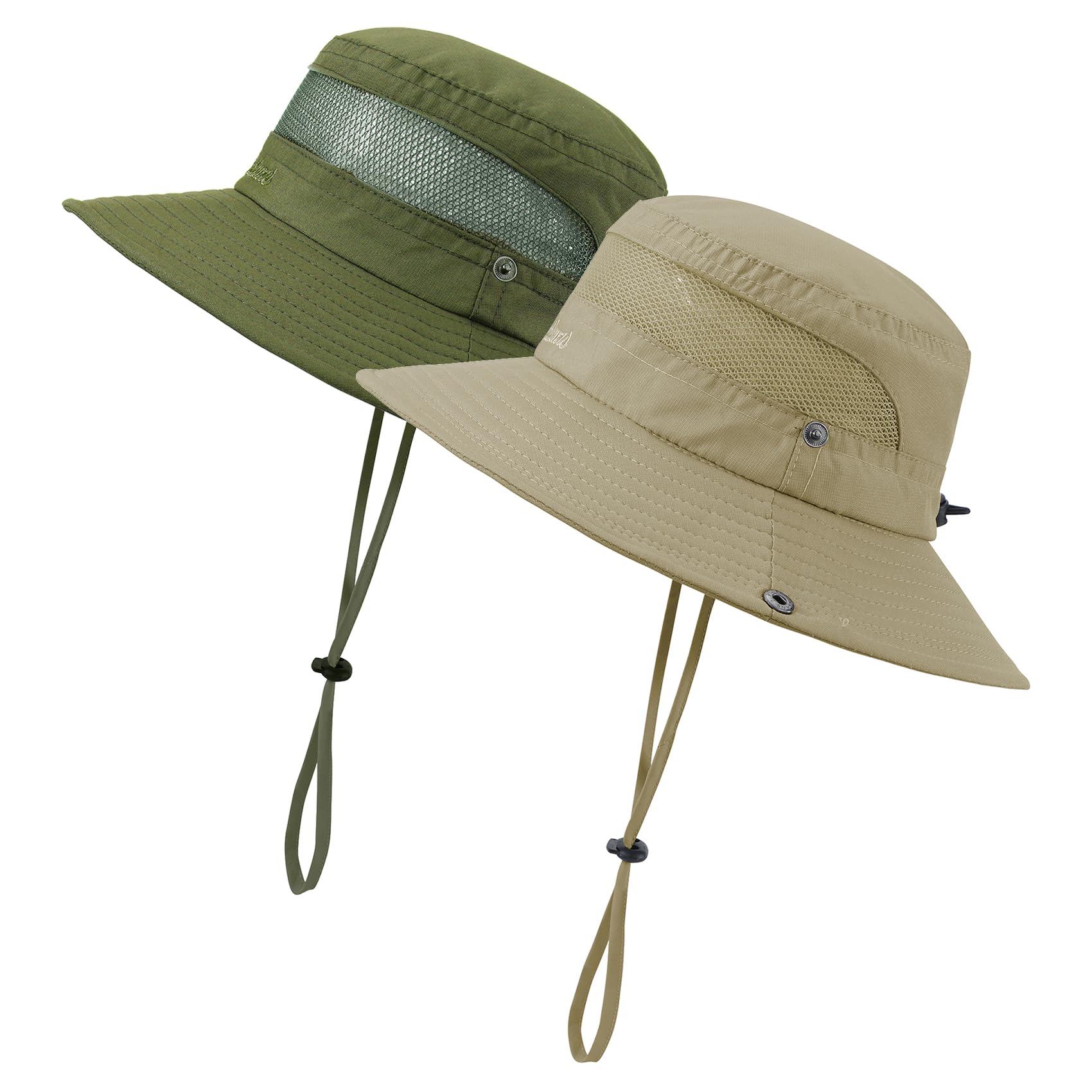 Durio Sun Hats for Kids Boys UPF 50+ Kids Sun Hat Wide Brim Sun Protection Kids Hats Girls Breathable Bucket Hat for Fishing Dark Khaki & Army Green 5-13 Years