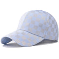 RENOGLOE Bright Color Checkerboard Unisex Adjustable Top Hats for Women Mens Baseball Caps Solid Baseball Hats Silk Dad Hats (US Alpha One Size Silk Checkerboard Blue)
