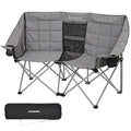 FUNDANGO Loveseat Camping Chairs Adults 2 Person Oversized Double Camping Chair for Outside Picnic Beach Travel Love Seat Camp Chair Oversized Grey